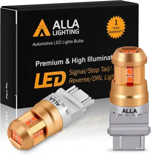 Alla Lighting Miniature 12V T25 Wedge 3156/3157 LED Turn Signal Lights Bulbs Replacement, Amber Yellow SMD Xtreme Super Bright Upgrade