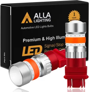 Alla Lighting Xtreme Super Bright T25 3156 3157 LED Bulbs High Power COB 72-SMD LED 3157 Bulbs 3057 3457 4157 4057 LED Turn Signal Brake Stop Tail Light, Pure Red (Set of 2)