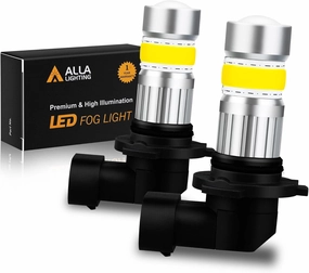 Alla Lighting 2800lm 9006 BH4 LED Bulb 3000K Amber Yellow Fog Lights, Super Bright COB-72 SMD Replacement for Cars, Trucks