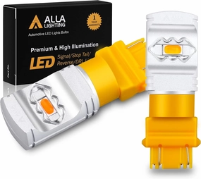 Alla Lighting 3800lm T25 3156 3157 LED Signal Lights Bulbs Xtreme Super Bright Amber Yellow 4114 4157 3457 4057 3757 High Power ETI 56-SMD 12V Replacement for Cars Trucks Turn Signal Blinker Lights