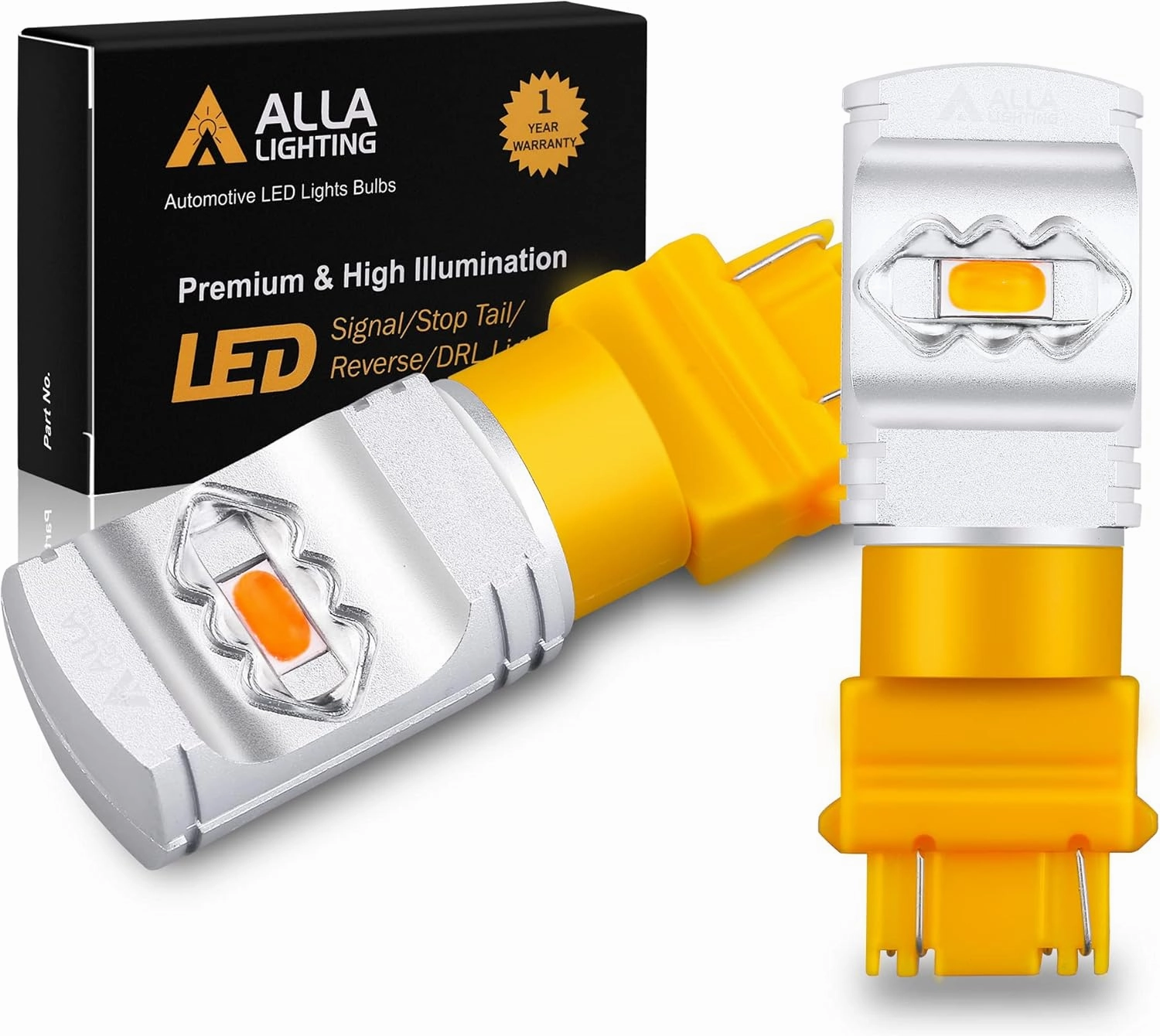 Alla Lighting 3800lm T25 3156 3157 LED Signal Lights Bulbs Xtreme Super Bright Amber Yellow 4114 4157 3457 4057 3757 High Power ETI 56-SMD 12V Replacement for Cars Trucks Turn Signal Blinker Lights