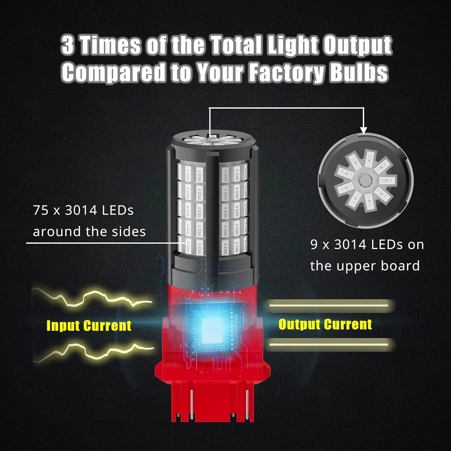 Alla Lighting 4014-84 SMD T25 3156 3157 LED Bulbs, Amber Yellow Turn Signal Lights 3157A 3457 NAK 4157 3057 3757NAK 5702NAK Super Bright Blinker Lamps Replacement