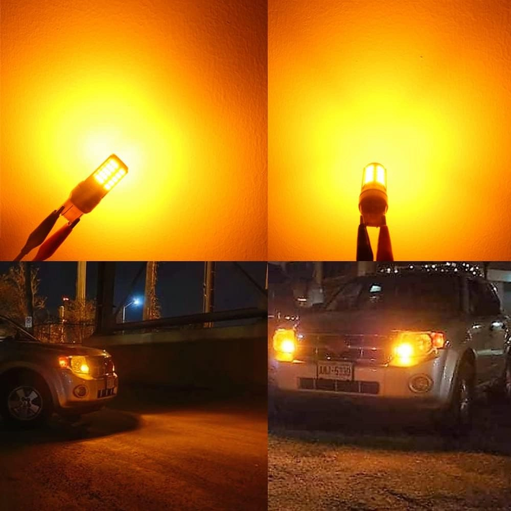 Alla Lighting 4014-84 SMD T25 3156 3157 LED Bulbs, Amber Yellow Turn Signal Lights 3157A 3457 NAK 4157 3057 3757NAK 5702NAK Super Bright Blinker Lamps Replacement