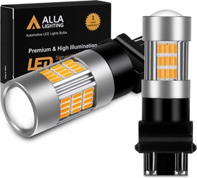 Alla Lighting 54-SMD T25 3157 3156 LED Turn Signal Light Bulbs High Power 4014 Chipsets Amber Yellow Super Bright LED 3457 4157 3157 Turn Signal Blinker Light 3156 3157 LED Bulbs Lamps Replacement