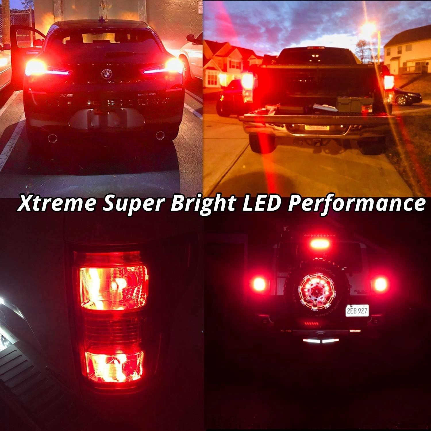 Alla Lighting T25 3156 3157 LED Red Bulbs, Super Bright 3000lms Turn Signal, Stop Brake Tail Lights 3047 3057 3457 4157 4057 3155