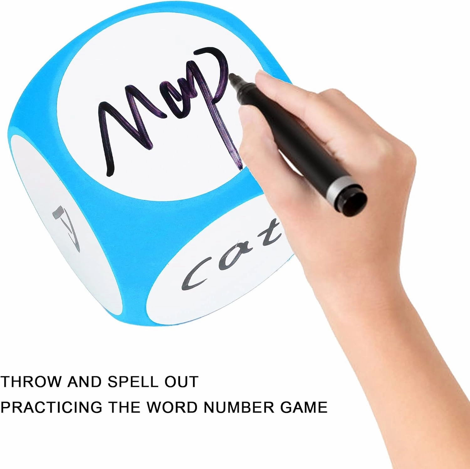 Alomejor Dry Erase Dice Cubic, Portable Cleanable Write On Wipe Off Dice for Kids Teaching