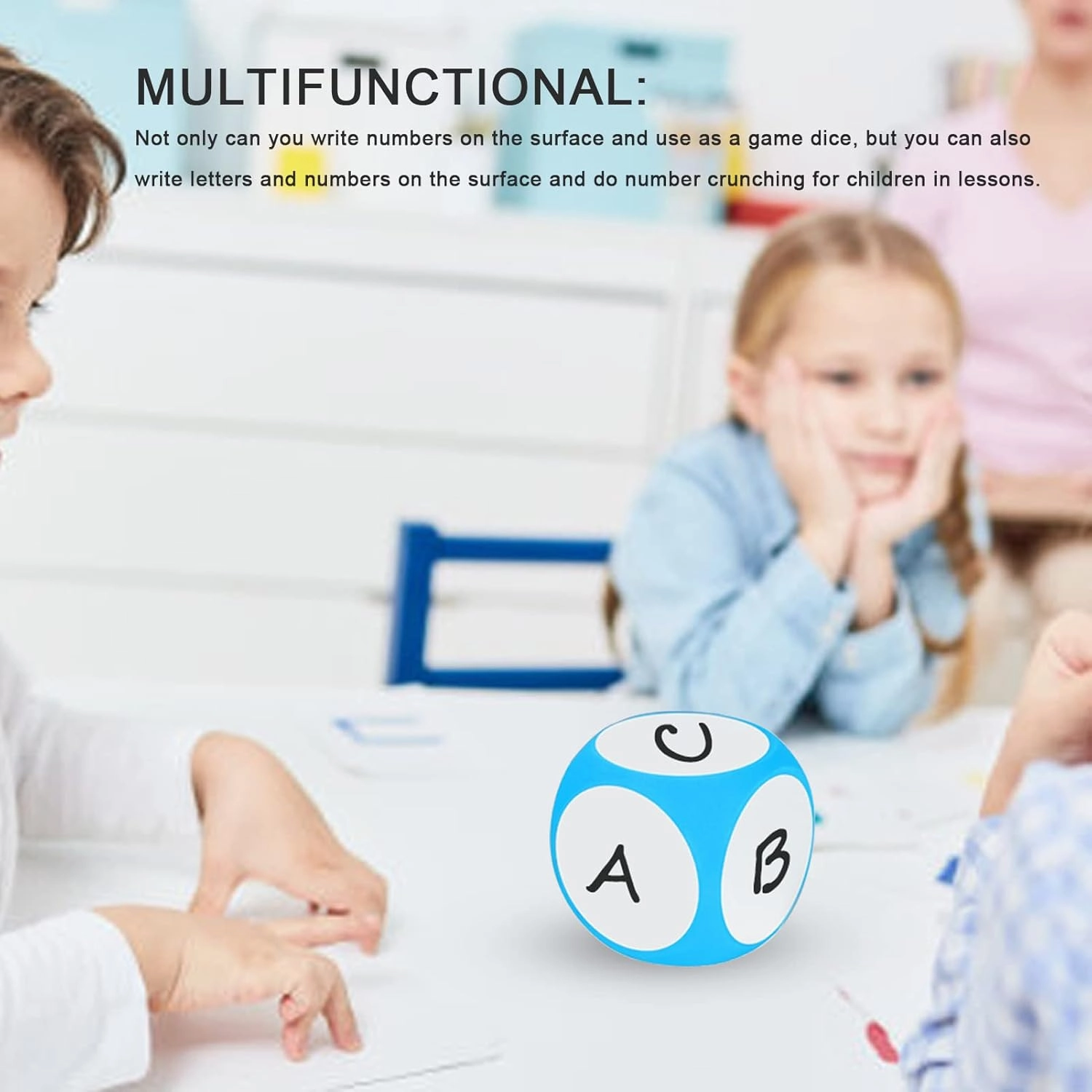 Alomejor Dry Erase Dice Cubic, Portable Cleanable Write On Wipe Off Dice for Kids Teaching
