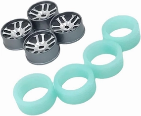 Aluminum Alloy RC Car Wheel Rims Drift for Wltoys 1/28 K969 Metal Upgrade Wheels Luminous Soft Tire RC 1/28 Drift, Titanium Color