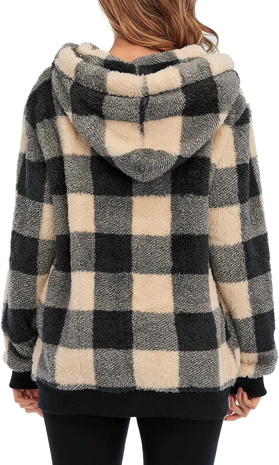 American Trends Womens Athletic Fuzzy Hoodies Sherpa Pullover Hoodie for Women Zip Oversized Plush Hoodie with Pockets
