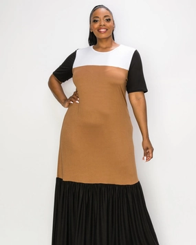 Ami Colorblock Maxi Dress | Black/White/Chestnut