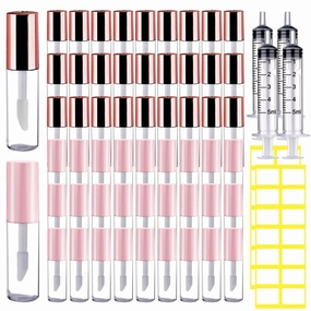 AMORIX 50PCS Mini Rose Gold Lip Gloss Tubes   50PCS Pink Lip Gloss Tubes
