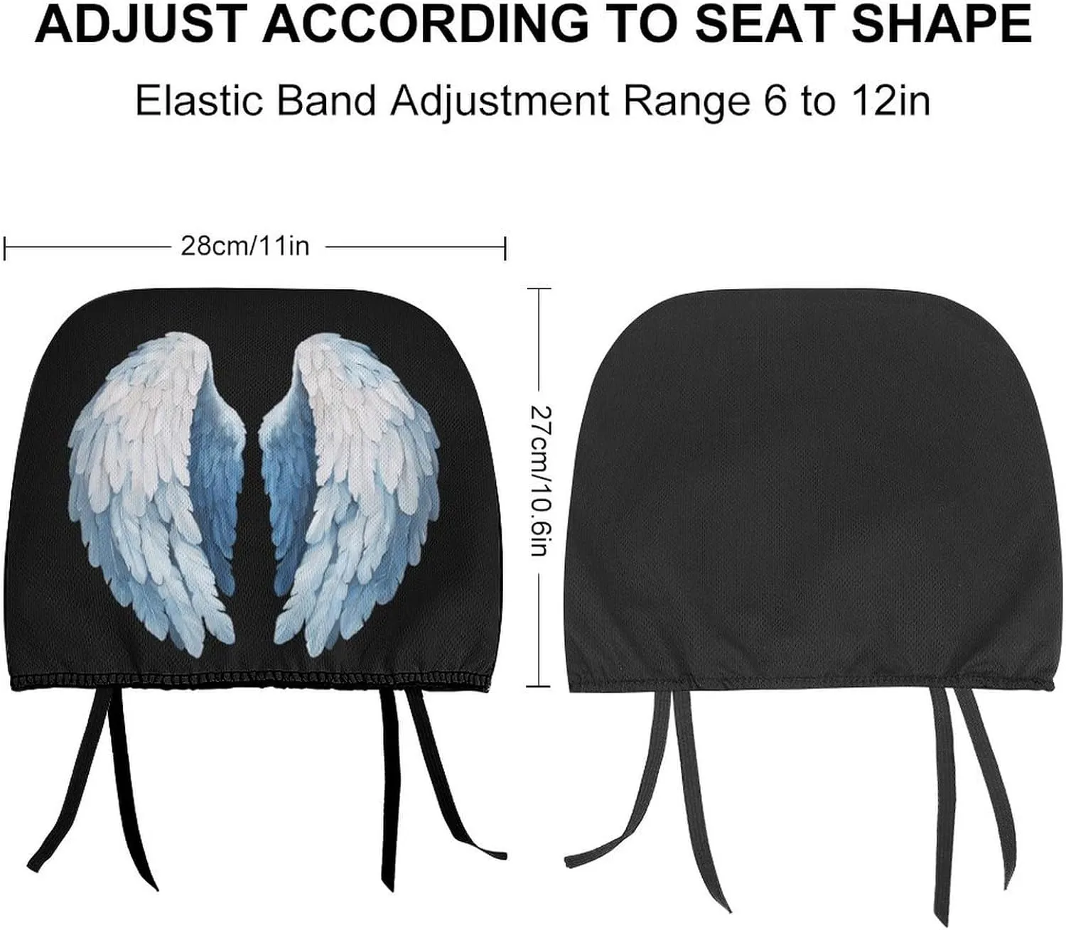 Angel Wings Car Headrest Seat Cover Accessories Headrests Covers Protector Universal Fit to All Model 2 PCS
