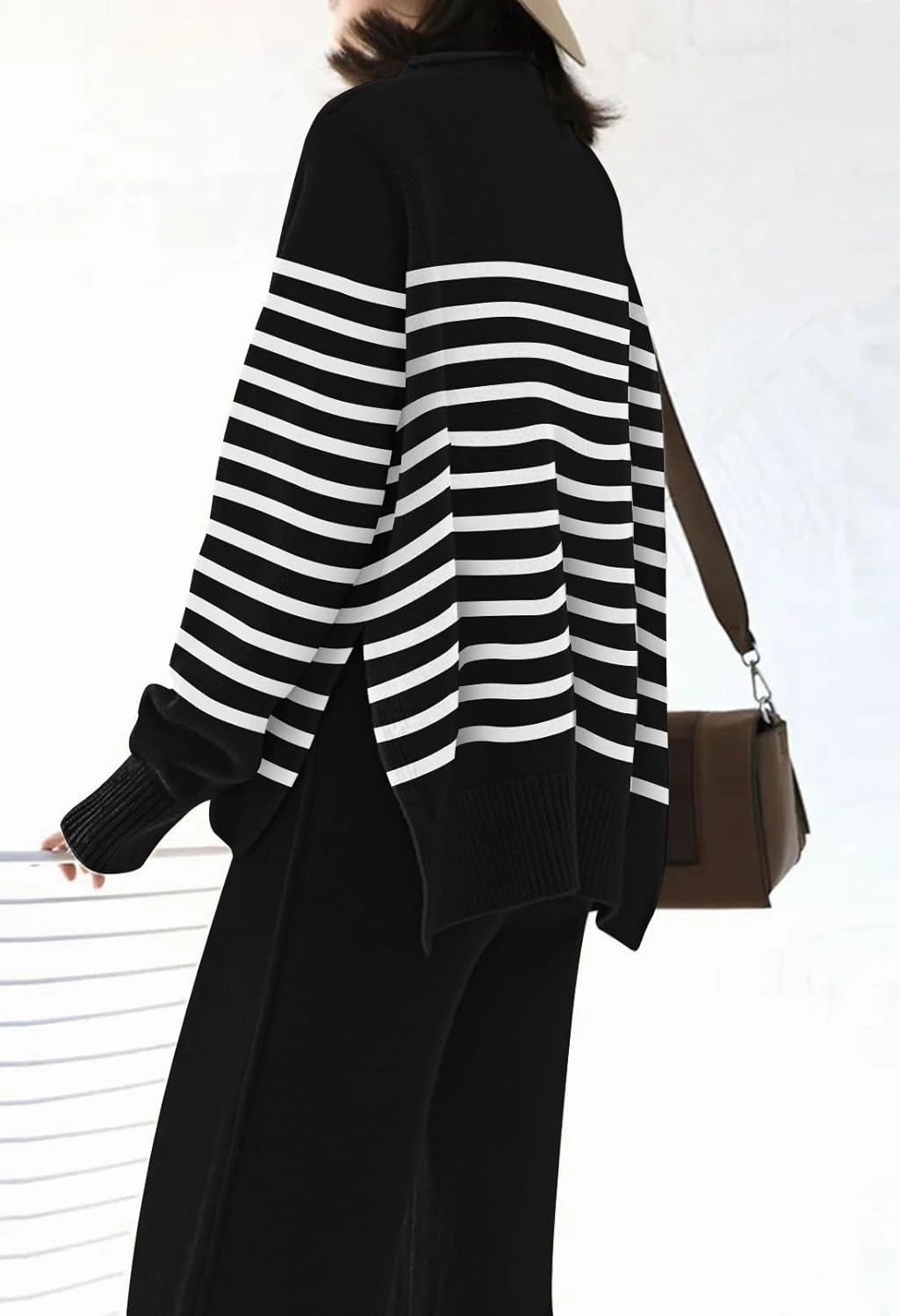 AOHITE Womens 2 Piece Outfit Set Long Sleeve Knit Pullover Sweater Top and Wide Leg Pants Sweatsuit
