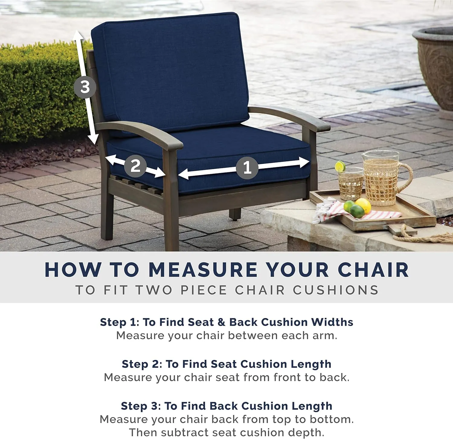 Arden Outdoor Loveseat Cushion Set, 48 x 24, Water Repellent, Fade Resistant, Cushion Set for Couch, Bench, and Swing 48 x 24, French Blue Texture