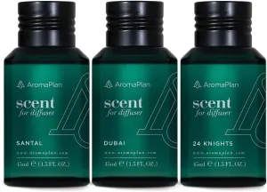 Aromaplan The Bestsellers Set, Dubai, Santal, 24 Knights - Top Picks Set Collection- Gift Set, USA Fragrance- Luxury Aroma & Hotel Fragrance Diffuser Oil- USA Made (3 Pack/ 1.5 fl.oz (45 ml)
