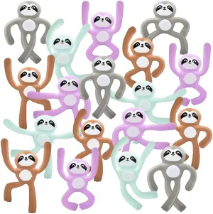 ArtCreativity Mini Bendable Sloth Toys, Set of 48, Bendable Animal Toys for Kids in Assorted Colors, Portable Stress Relief Toy for Kids, Fidget Toy for Boys and Girls and Zoo Party Favors