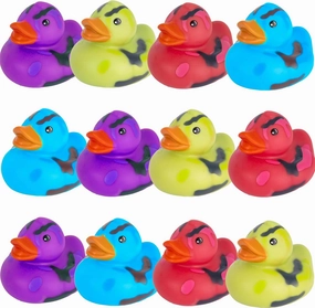ArtCreativity 2 Inch Camouflage Rubber Duckies, Pack of 12, Cute Duck Bath Tub Pool Toys in Assorted Colors, Ideal for Camo-Themed Parties, Fun Decorations, Carnival Supplies, Party Favor, Small Prize