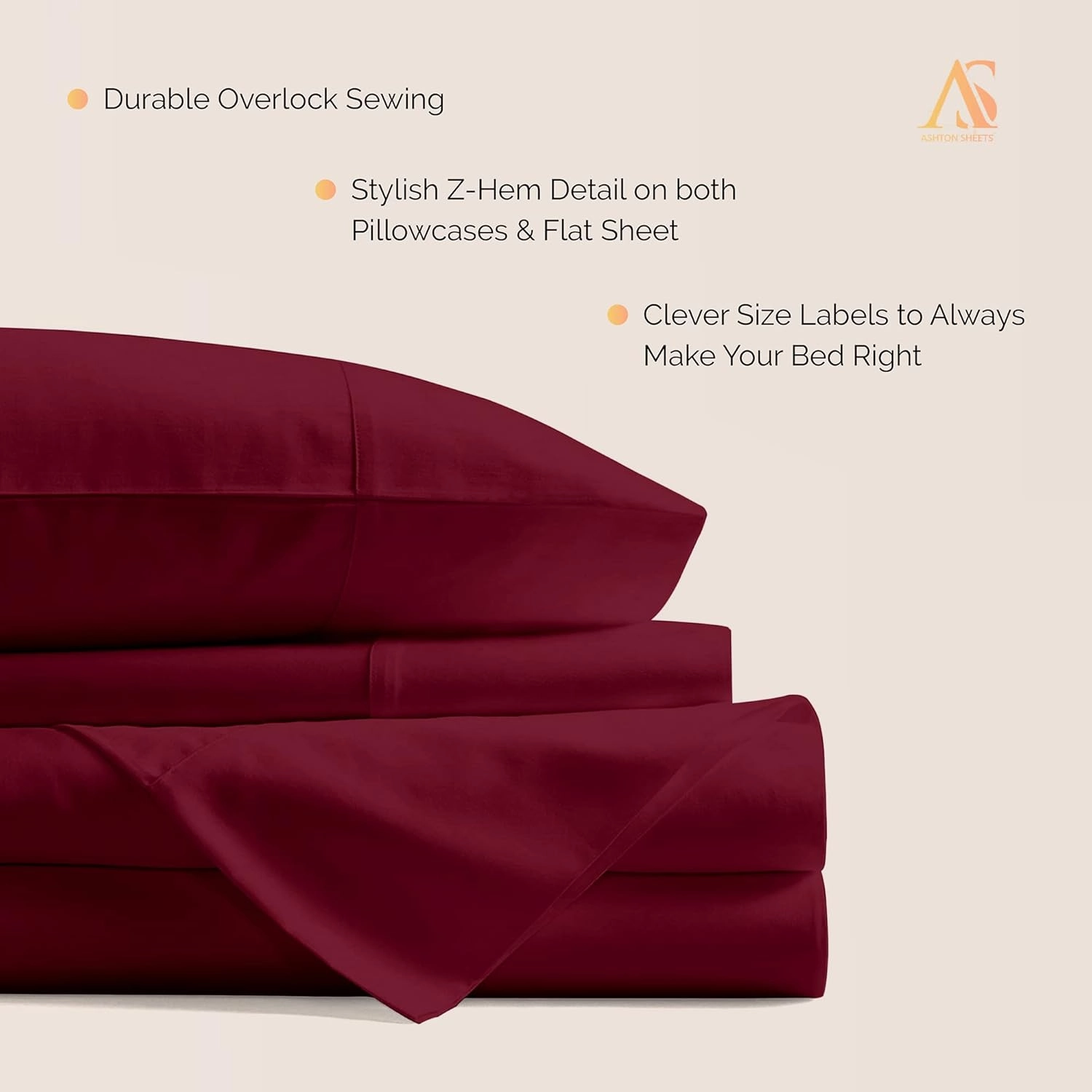 Ashton Sheets 100% Egyptian Cotton Split King Sheets Sets for Adjustable Bed - 800 Thread Count 5 PC Top Split King Sheet for Sleep Number Bed, Soft Cooling Sheets, Fits Mattress Upto 18" - Burgundy