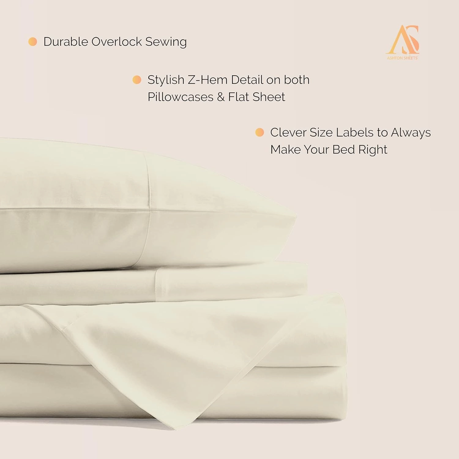 Ashton Sheets 100% Egyptian Cotton Split King Sheets Sets for Adjustable Bed - 800 Thread Count 5 PC Top Split King Sheet for Sleep Number Bed, Soft Cooling Sheets, Fits Mattress Upto 18" - Sand