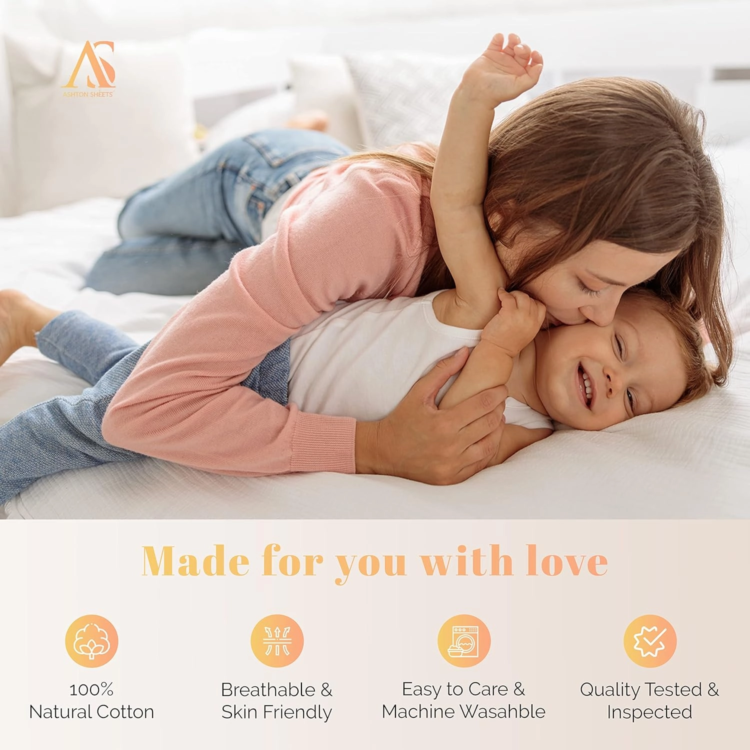 Ashton Sheets 100% Egyptian Cotton Split King Sheets Sets for Adjustable Bed - 800 Thread Count 5 PC Top Split King Sheet for Sleep Number Bed, Soft Cooling Sheets, Fits Mattress Upto 18" - Sand