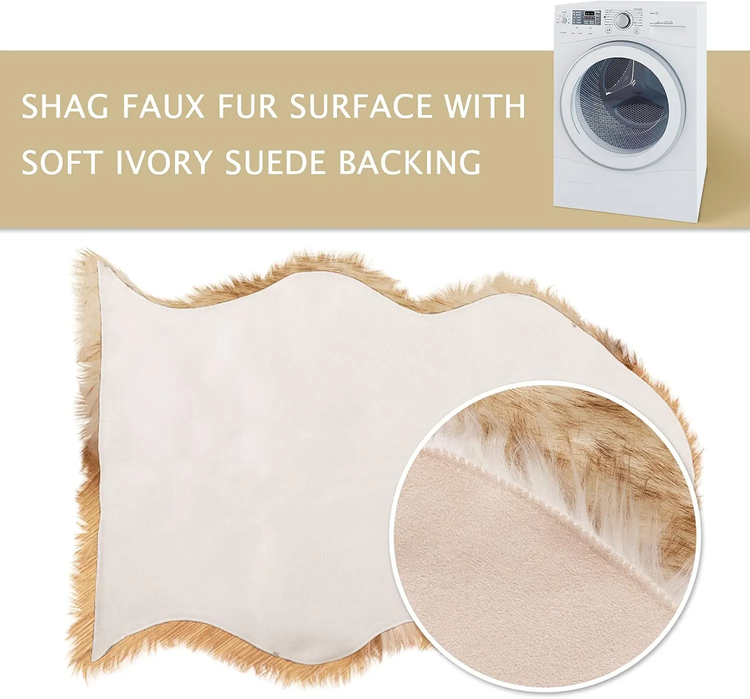 Asrug Faux Fur Dog Rug Plush and Fluffy Dog Mat Ultra Cozy Pet Throw Rug for Dogs Cats, Luxury Soft Faux Sheepskin Cover Seat Pad Shag Fur Area Rugs for Bedroom, 24 by 36 inches (Brown&White)