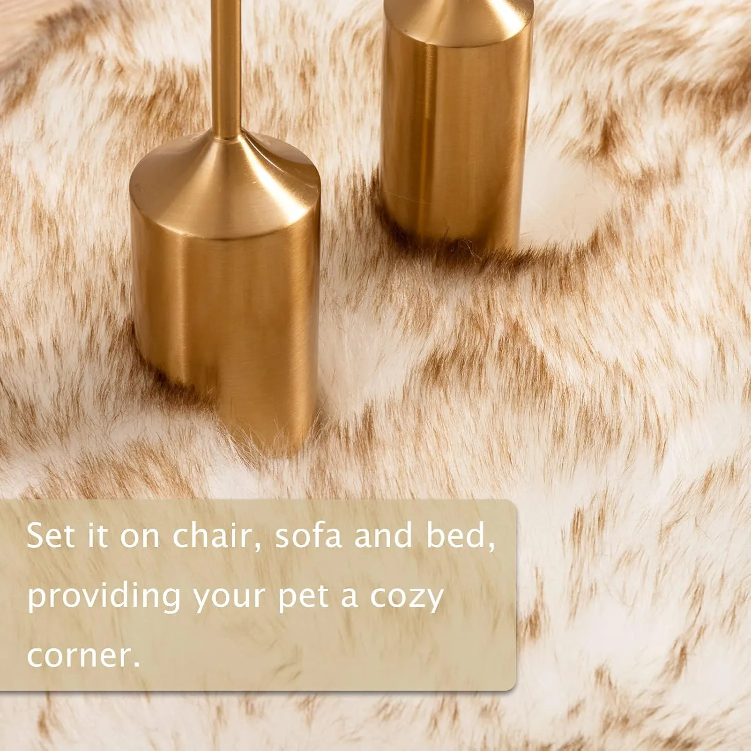 Asrug Faux Fur Dog Rug Plush and Fluffy Dog Mat Ultra Cozy Pet Throw Rug for Dogs Cats, Luxury Soft Faux Sheepskin Cover Seat Pad Shag Fur Area Rugs for Bedroom, 24 by 36 inches (Brown&White)