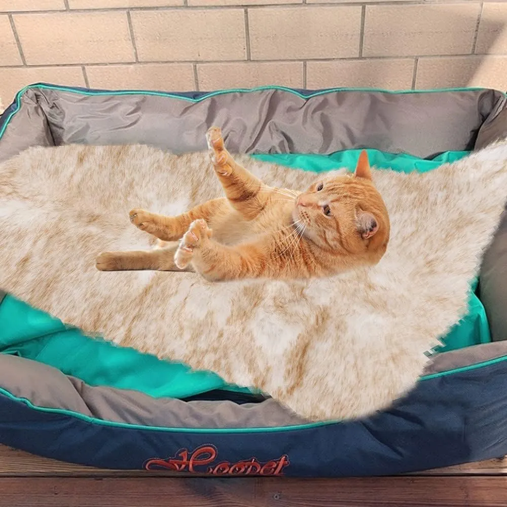 Asrug Faux Fur Dog Rug Plush and Fluffy Dog Mat Ultra Cozy Pet Throw Rug for Dogs Cats, Luxury Soft Faux Sheepskin Cover Seat Pad Shag Fur Area Rugs for Bedroom, 24 by 36 inches (Brown&White)
