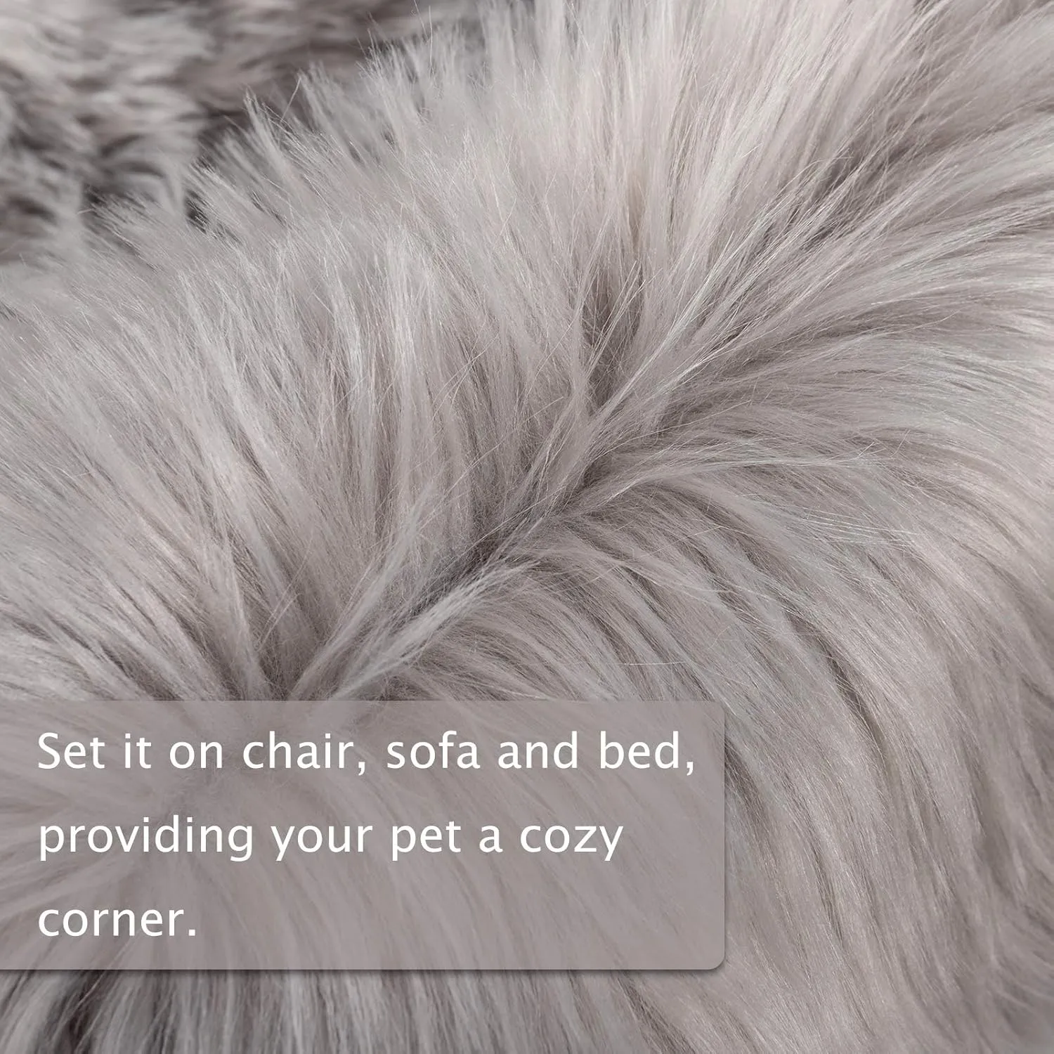 Asrug Faux Fur Dog Rug Plush and Fluffy Dog Mat Ultra Cozy Pet Throw Rug for Dogs Cats, Luxury Soft Faux Sheepskin Rug, Small Blanket for Dog,Shag Fur Area Rugs for Bedroom, Grey, 24 by 36 inches