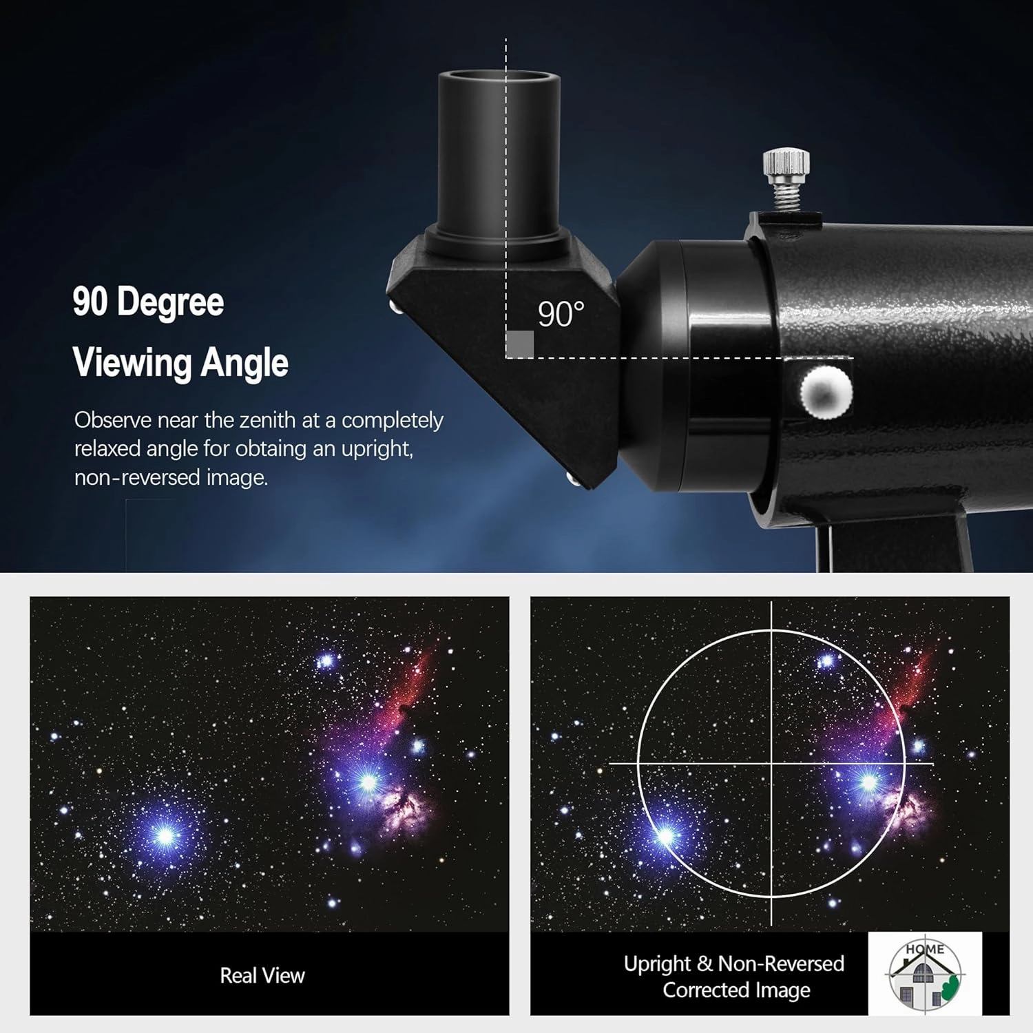 Astromania Finder Scope 9x50, Right Angle Correct Image Optical Telescope Finder, Fully Multi-Coated Finderscope for Astronomical Telescope with Crosshair and Bracket - Upright and Non-Reversed Image