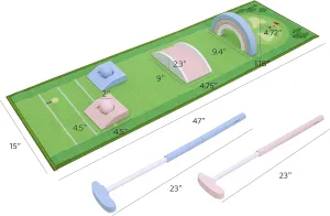 Asweets Mini Wooden Golf Set for Kids 3-12 Age,Macaroon Toddler Mini Golf Clubs,Children Putters for Golf Game,Idea Gift for Boy & Girs On Chrismas,Thanksgiving Day(with Mat)
