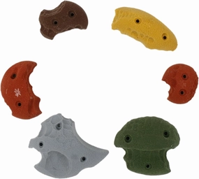 Atomik Rock Climbing Holds Set of 6 Screw-On Limestones in Assorted Earth Tones