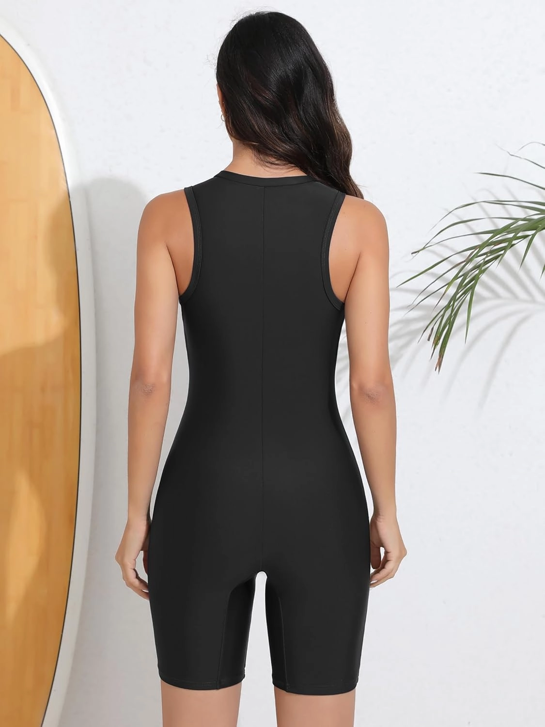 ATTRACO Boyleg One Piece Swimsuits for Women Athletic Bathing Suits Color Block Zip Up Swimwear