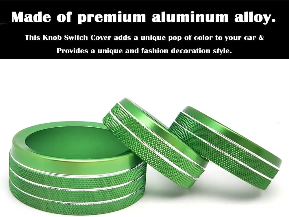 Auprite Climate Control Knob Covers for Challenger Accessories 2015-2023 2024, for Dodge Charger 2015-2023 2024, for Dodge Chrysler 300/300s 2015-2024,3Pcs Kit (Green)