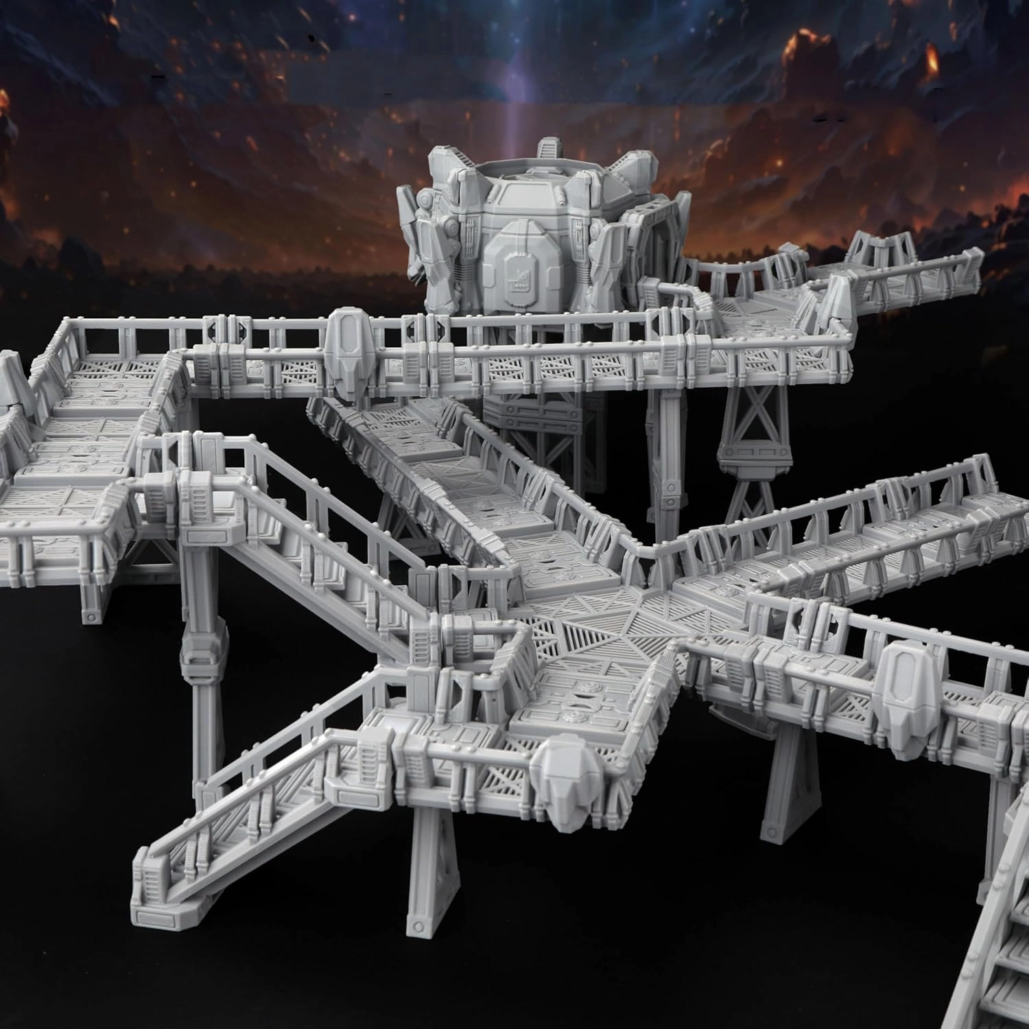 AUSPDICE Sci-Fi Platform Walkways Set – RPG Terrain for Adults, DND Walls and Bridges, Building Blocks for Tabletop RPG Games Like Dungeons and Dragons and Shadowrun-AF690B
