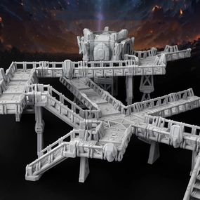 AUSPDICE Sci-Fi Platform Walkways Set – RPG Terrain for Adults, DND Walls and Bridges, Building Blocks for Tabletop RPG Games Like Dungeons and Dragons and Shadowrun-AF690B