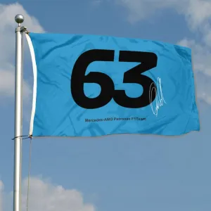 Autographed Checkered Racing Flag George Russell #63 Flag Banner 3x5Feet for Car Fans with Brass Grommets