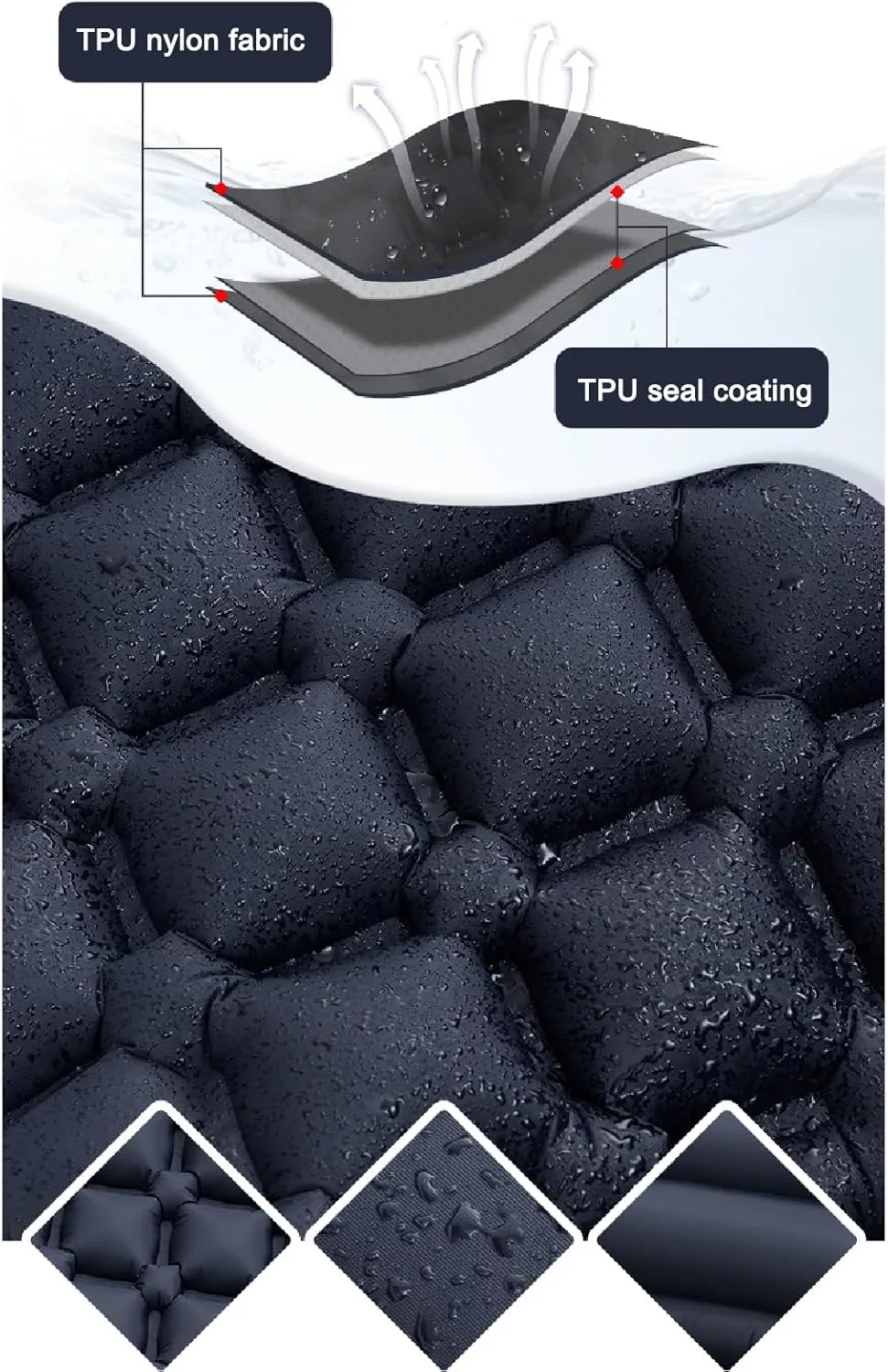 Automatic Inflatable Mattress, Outdoor Camping Tent Sleeping pad, Portable Inflatable Sleeping pad, Single Sleeping pad., 74.8inx23.6in, Navy Blue, 3321612