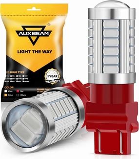 Auxbeam 3156 3157 Red LED Bulbs, Super Bright 3056 3057KX 4157K 3047K 3157LL 4057K 3457 LED Brake Stop Tail Lights Taillights for Cars Trucks Motorcycles, 3030-SMD 12V, Pack of 2 (Need Resistors)