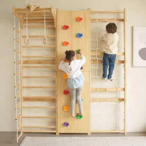 Avenlur Walnut 9-in-1 Swedish Ladder Wall Gym Set