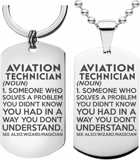 AVIATION TECHNICIAN Definition Meaning Keychain Necklace - Set of 2 Key chain Office Gift