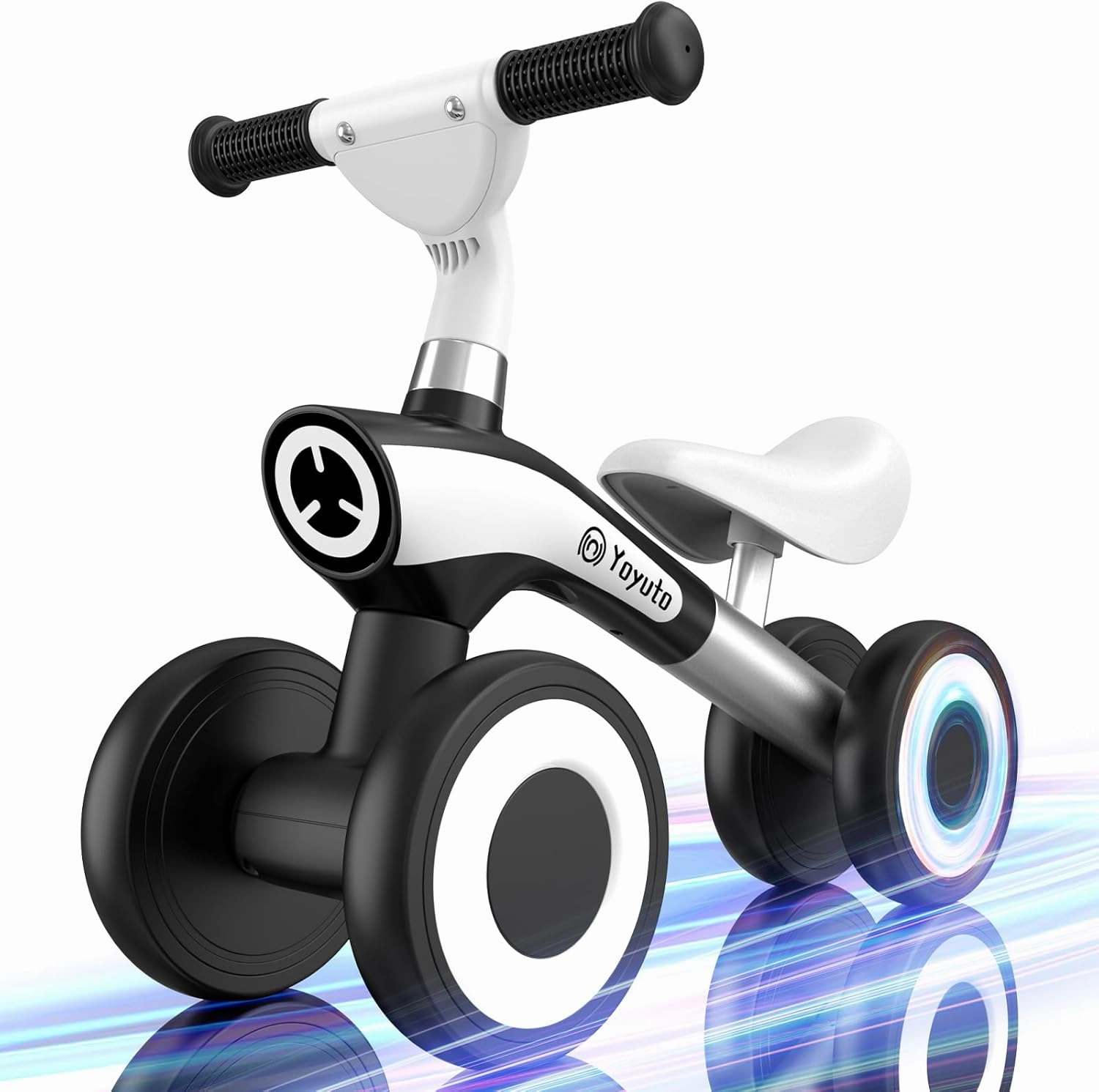 Baby Balance Bike for 1 Year Old Boys Girls 12-36 Month Toddler, 4 Silence Wheels Soft Seat Pre-School First Riding Toys Toddler First Birthday Gifts (Black)