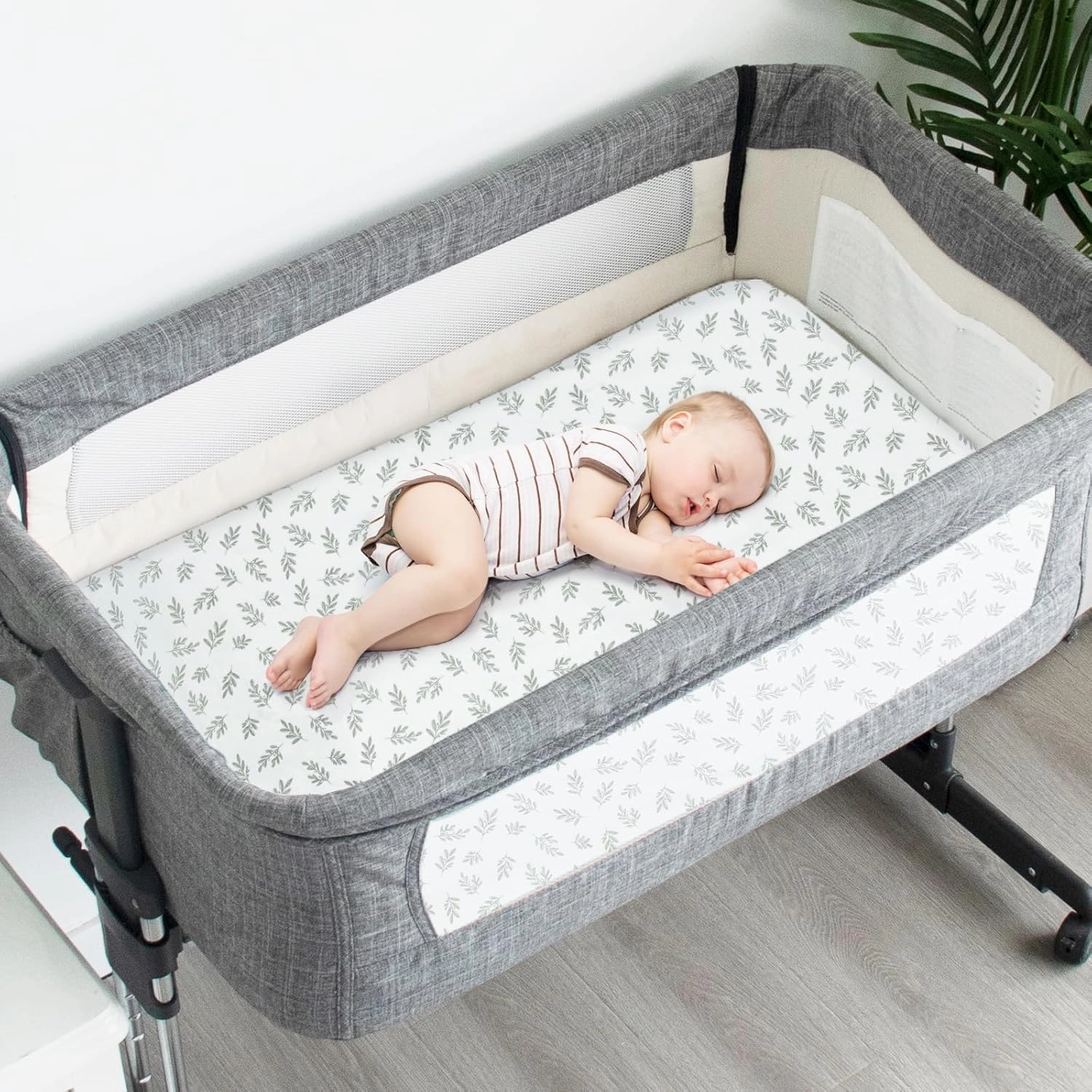 Baby Bassinet Sheets 4 Pack Fit for Airclub, Newton, Ezebaby, Besrey, BabyBond, and Bellababy Bassinet, Ultra Soft & Skin-Friendly, Green