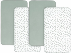 Baby Bassinet Sheets 4 Pack Fit for Airclub, Newton, Ezebaby, Besrey, BabyBond, and Bellababy Bassinet, Ultra Soft & Skin-Friendly, Green