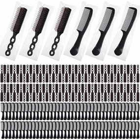 Baderke 200 Pcs Hair Brushes Bulk Combs Set for Homeless Individually Wrapped Bulk Brush Widen Combs for Curly Hair Suitable for Women Men Shelter Nursing Hotel Church Charity Supply(Black)