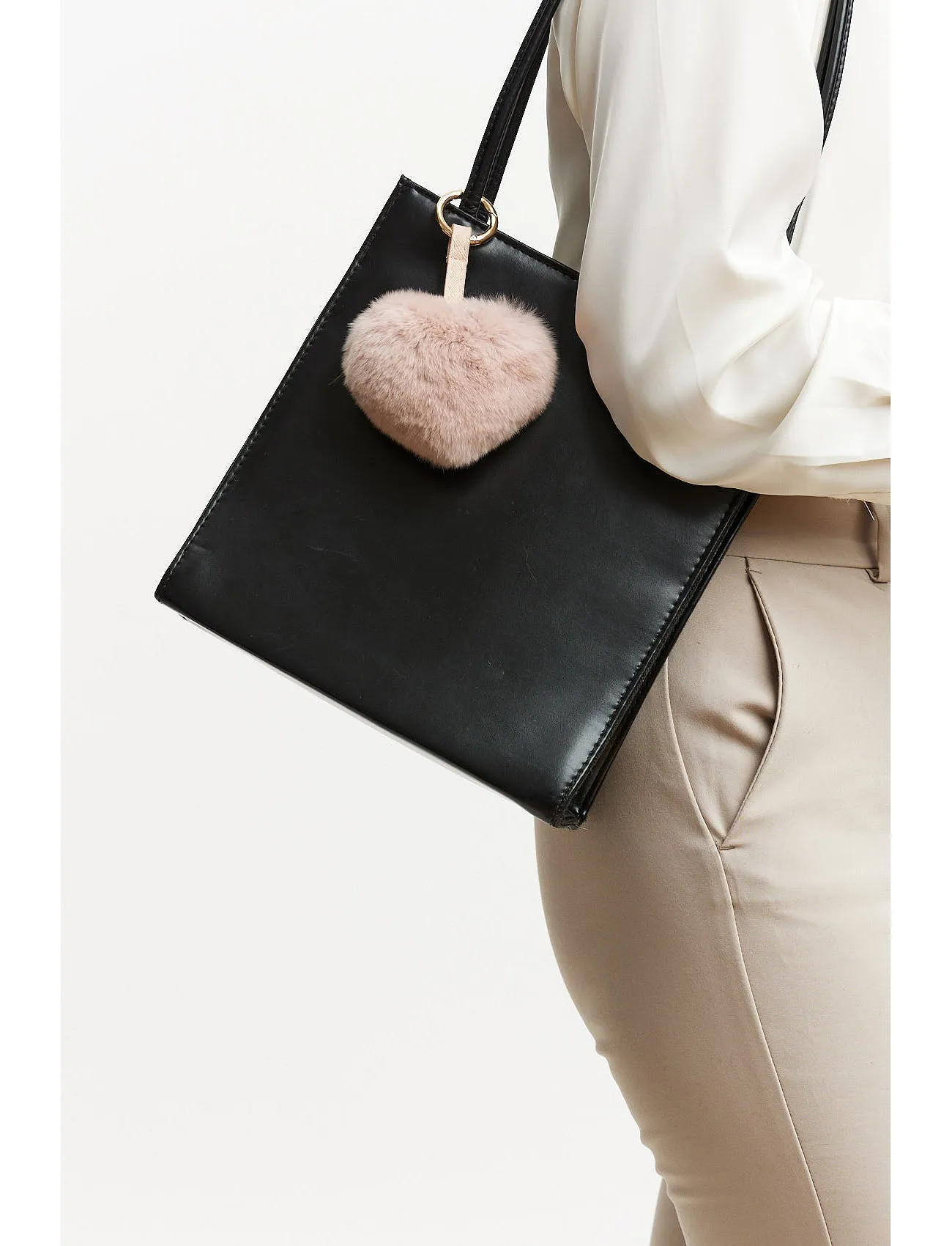 Bagcharm heart-shaped fur - nude