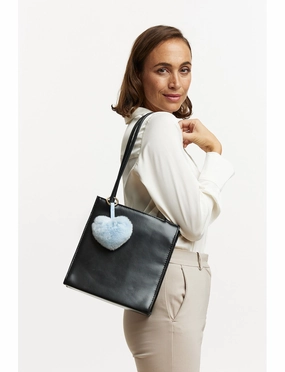Bagcharm heart-shaped fur - ice blue