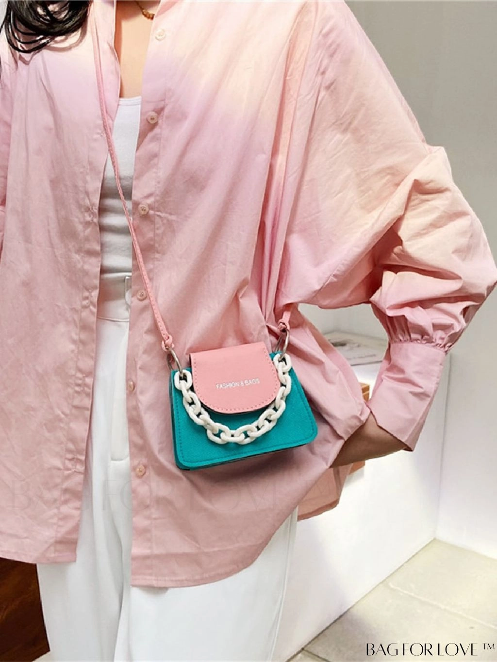 BagForLove - Compact Embossed Two-Tone Satchel Bag