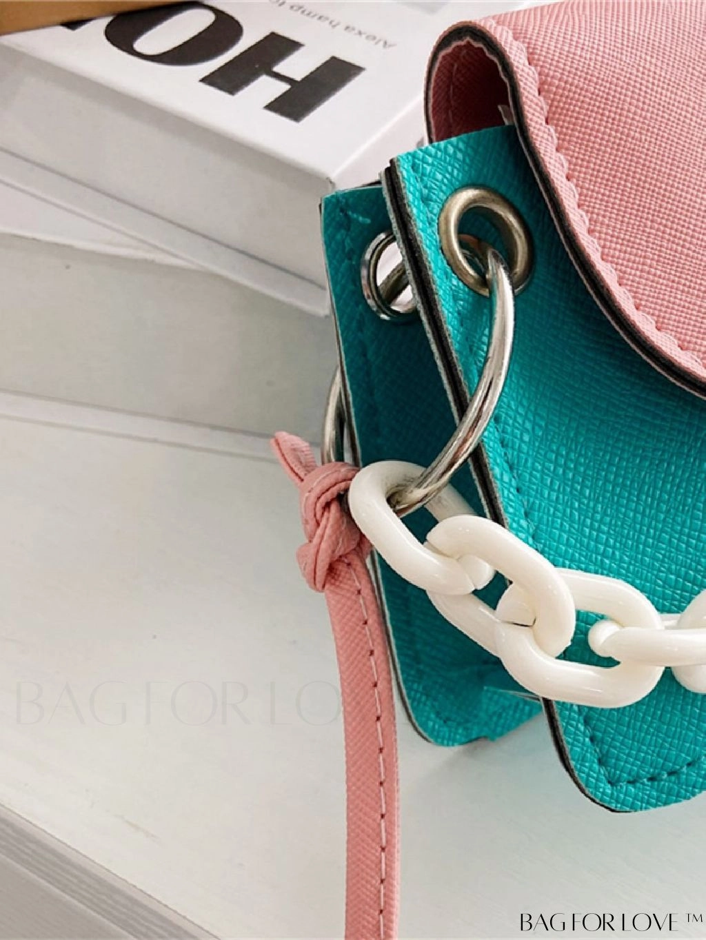 BagForLove - Compact Embossed Two-Tone Satchel Bag
