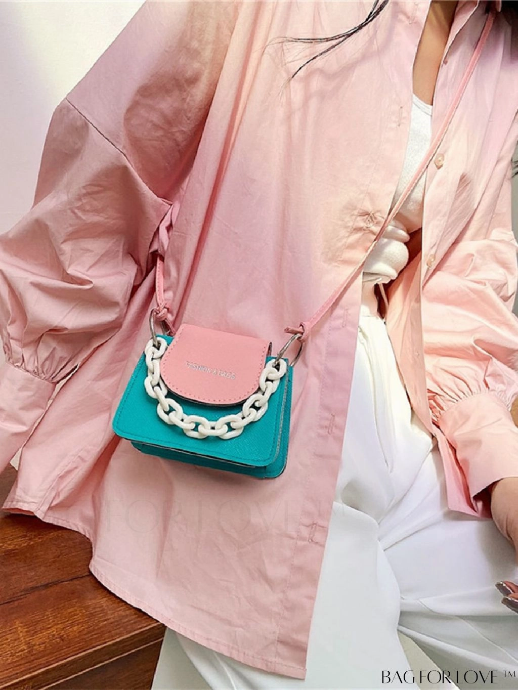 BagForLove - Compact Embossed Two-Tone Satchel Bag