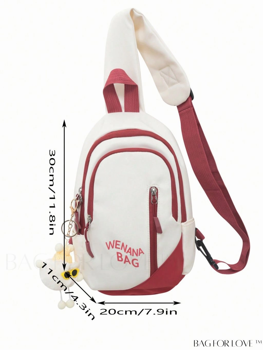 BagForLove - Compact Graphic Sling Bag with Zipper Closure and Bag Charm